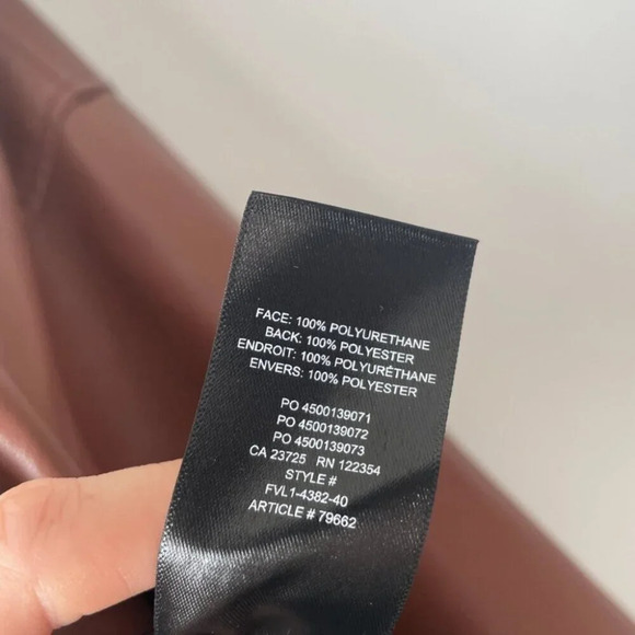 Aritzia Babaton Pelli Faux Leather Vegan Shirt Jacket Cognac Brown Size Large - Picture 8 of 8